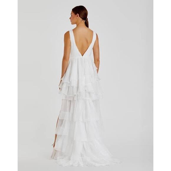 NEW leena Mac Duggal 55320 High Low Tiered Gown Built in Bodysuit Size 4 - Picture 11 of 11